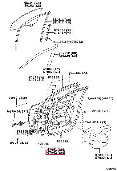 6786202111 Toyota Door seal, front left