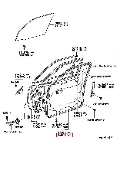 6786260073 Toyota Door seal, front left