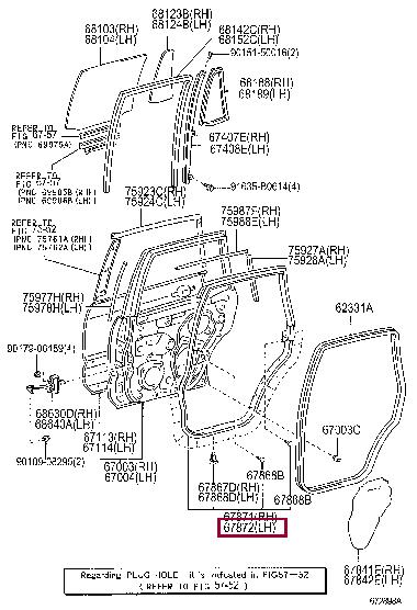 6787260100 Toyota Rear left door seal