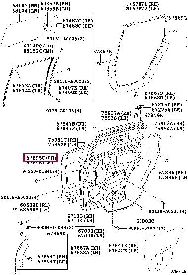678950E020 Toyota WEATHERSTRIP, RR DOO