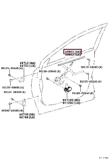 Toyota 69801-30280 REGULATOR SUB-ASSY, 6980130280 6980130280 Toyota REGULATOR SUB-ASSY,