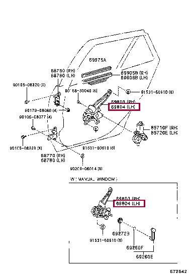 6980413020 Toyota Window Regulator