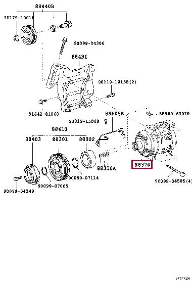 Toyota 88320-53020 Compressor, air conditioning 8832053020