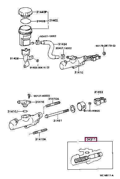 Toyota 04311-12070 Clutch master cylinder repair kit 0431112070