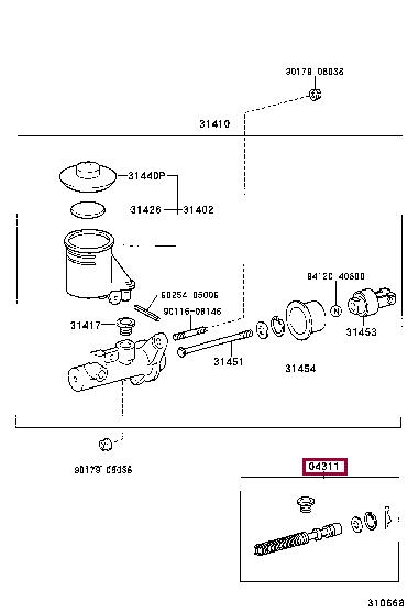 Toyota 04311-26050 Clutch master cylinder repair kit 0431126050
