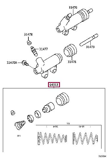 Toyota 04313-18020 Clutch slave cylinder repair kit 0431318020