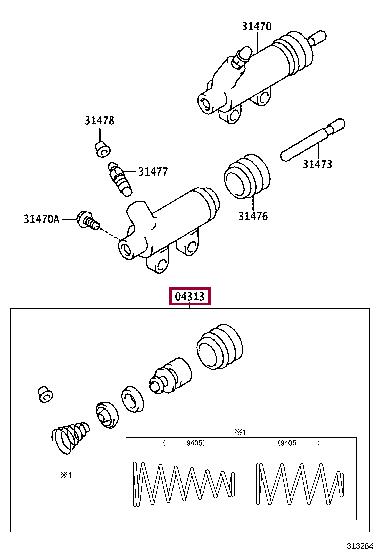 Clutch slave cylinder repair kit Toyota: 0431318020 Toyota Clutch slave cylinder repair kit