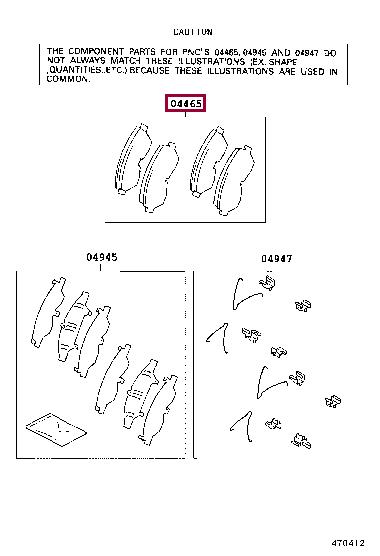 Toyota 04465-04020 Disc brake pad set 0446504020