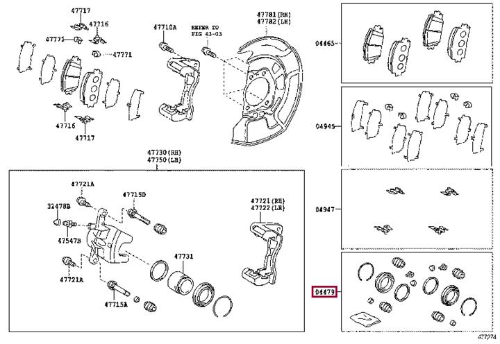 Toyota 04478-42020 Repair Kit, brake caliper 0447842020