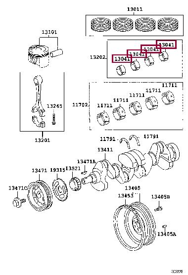 Toyota 13041-0J010 Connecting rod bearing 130410J010