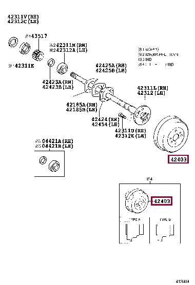 424310K100 Toyota Brake drum