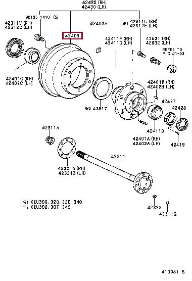 Brake drum Toyota: 4243137080 Toyota Brake drum