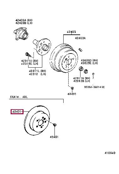 Brake discs Toyota Rav 4: 4243142030 Toyota Rear brake disc