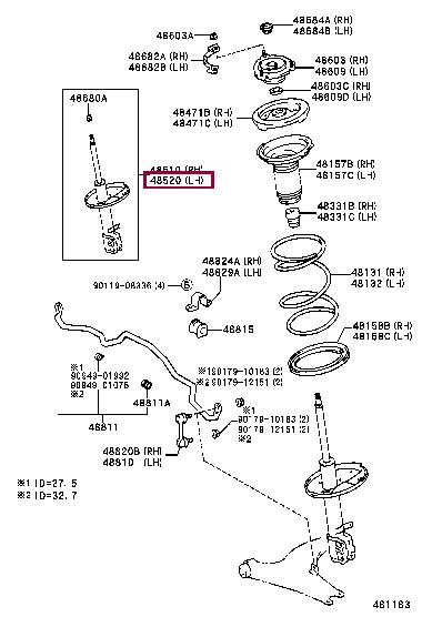 Toyota 48520-49066 Shock absorber strut front left gas oil 4852049066