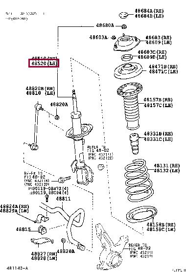 Toyota 48520-49595 Shock absorber strut front left gas oil 4852049595
