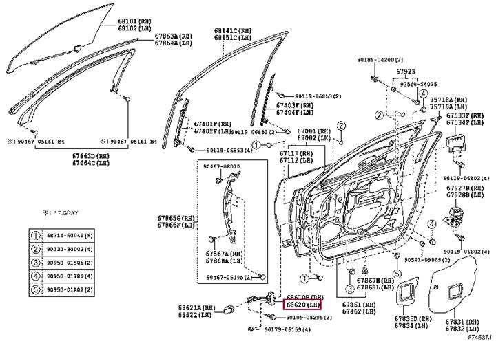 6862050042 Toyota Check assy, front door, lh