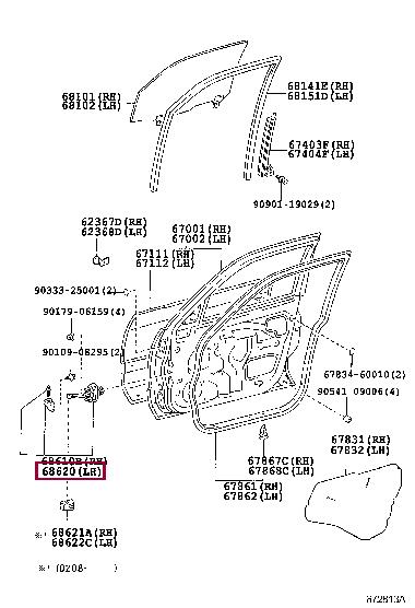 6862060080 Toyota Check assy, front door, lh
