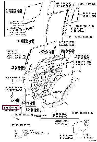 6863060111 Toyota Check assy, rear door, rh