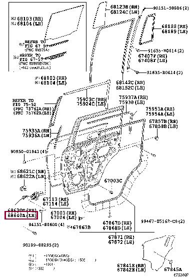 6864060101 Toyota Check assy, rear door, lh