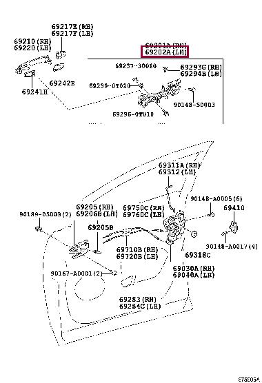 692020T010 Toyota Door handle housing