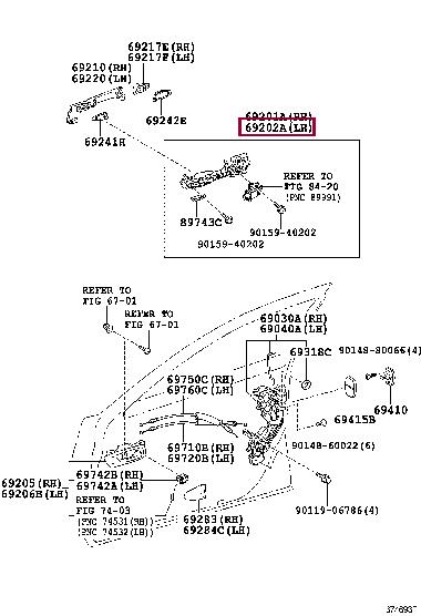 6920250050 Toyota Door handle housing