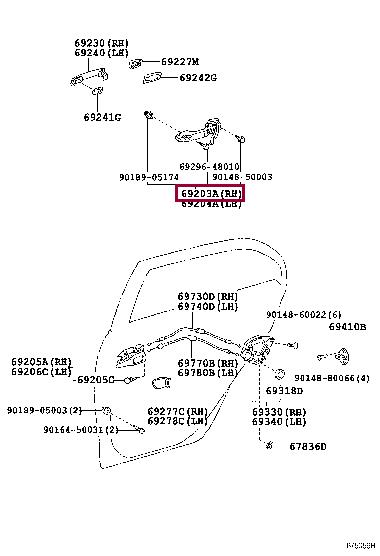 6920312110 Toyota Door handle housing