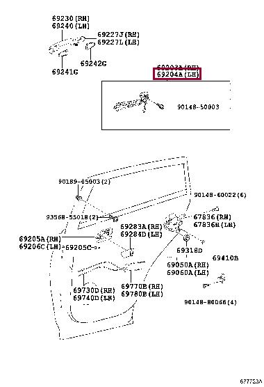 6920442070 Toyota Door handle housing