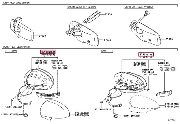 Toyota 87908-05400-A0 Rearview Mirror 8790805400A0 8790805400A0 Toyota Rearview Mirror