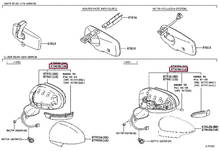 Toyota 87909-05380-A0 Rearview Mirror 8790905380A0