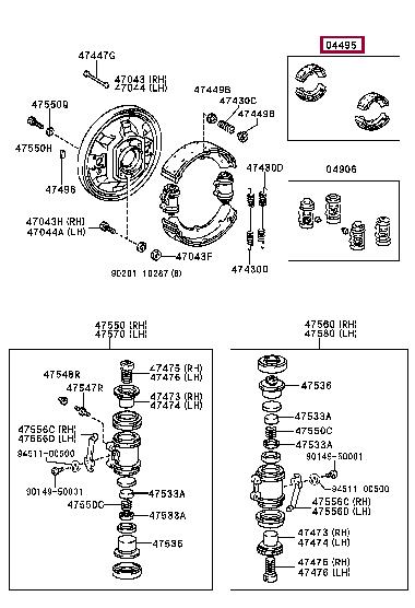 Brake system parts Toyota Dyna: 0449425040 Toyota Drum brake shoe