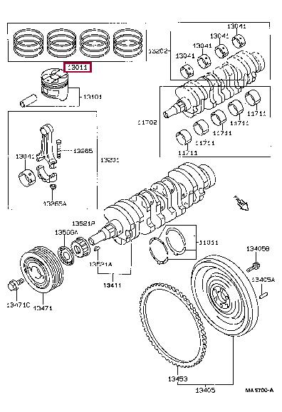 Toyota 13013-16300 Piston ring 1301316300