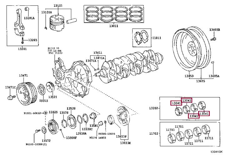 Toyota 13041-67030-02 Connecting rod bearing 130416703002