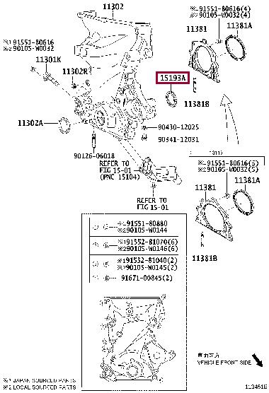 Toyota 15193-40010 Oil pump gasket 1519340010