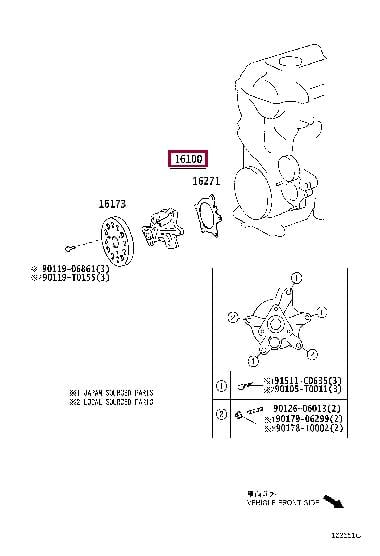Toyota 16100-09181 Water pump 1610009181 1610009181 Toyota Water pump