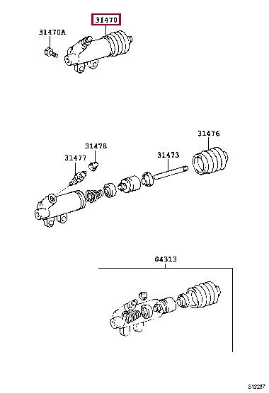 Clutch slave cylinder Toyota: 3147060290 Toyota Clutch slave cylinder