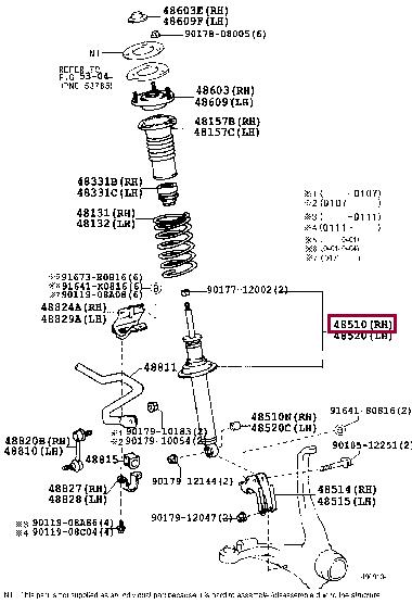 Toyota 48510-80005 Front oil and gas suspension shock absorber 4851080005