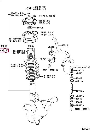 Toyota 48520-19535 Front Left Suspension Shock Absorber 4852019535