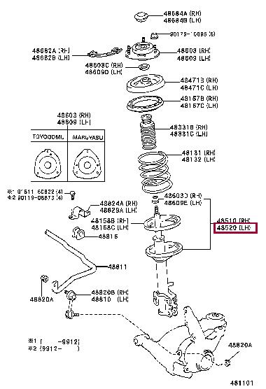 Toyota 48520-29205 Shock absorber strut front left gas oil 4852029205