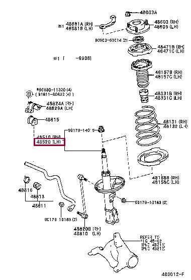 Toyota 48520-39365 Shock absorber strut front left gas oil 4852039365