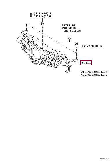 Radiator grille Toyota Auris: 5311102906 Toyota Grille radiator