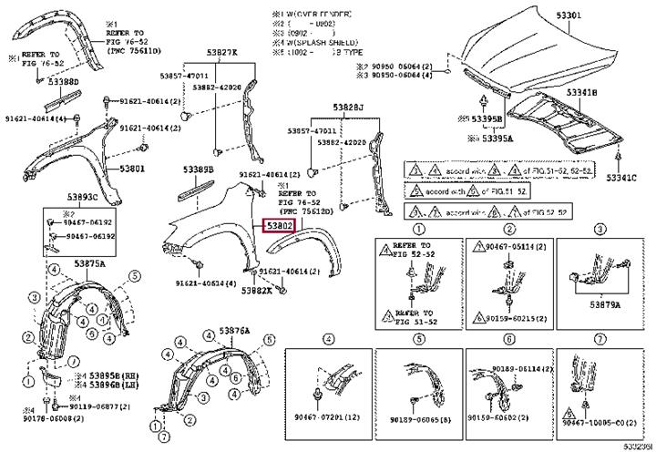 Toyota 53812-42250 Wing 5381242250 5381242250 Toyota Wing