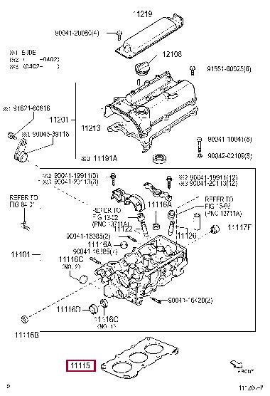 Cylinder head seal Toyota Duet: 1111597201 Toyota Cylinder head gasket