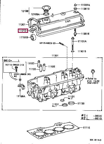 Toyota 11213-10010 Gasket, cylinder head cover 1121310010