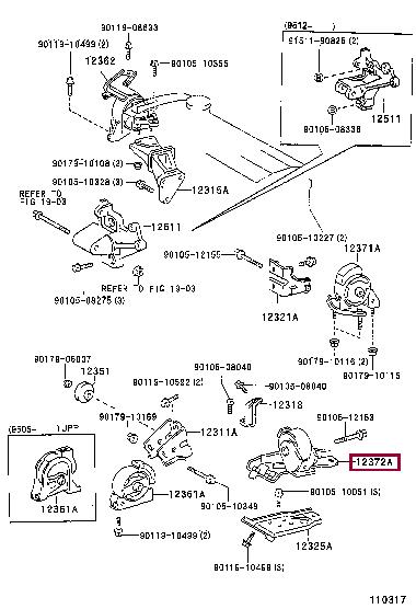 Toyota 12372-15160 Engine mount 1237215160