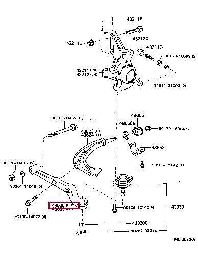 Wishbone Toyota Previa: 4806828050 Toyota Track Control Arm