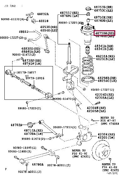 Toyota 48750-0E010 Rear shock absorber support 487500E010