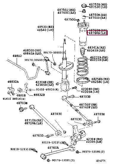 Toyota 48760-33070 Rear left shock absorber support 4876033070