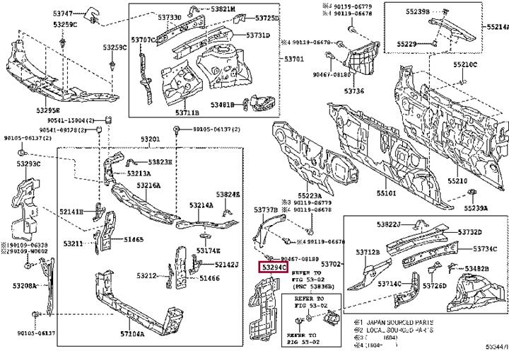 5329433080 Toyota Radiator deflector