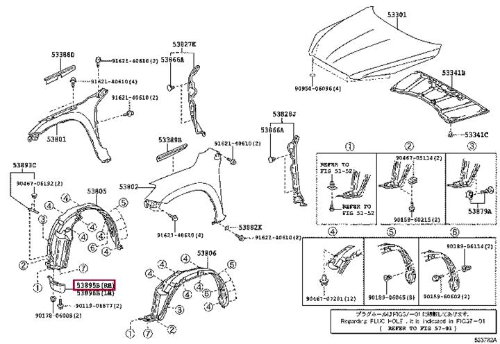 Front right mudguard Toyota 53895-42020
