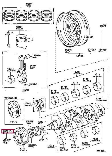Toyota 90901-19028 Crankshaft pulley pulley fastening bolt 9090119028